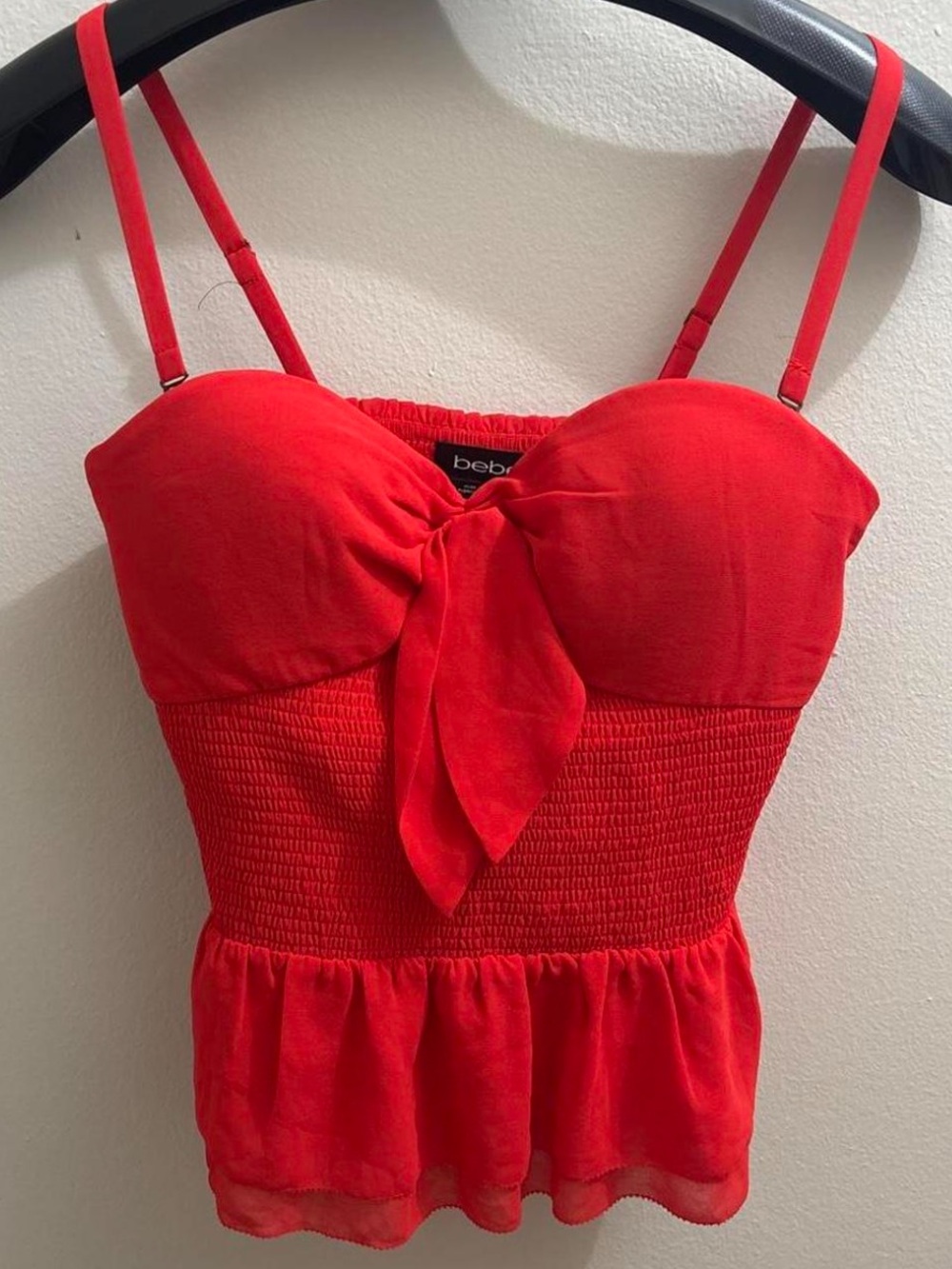 Bebe Red tie front top